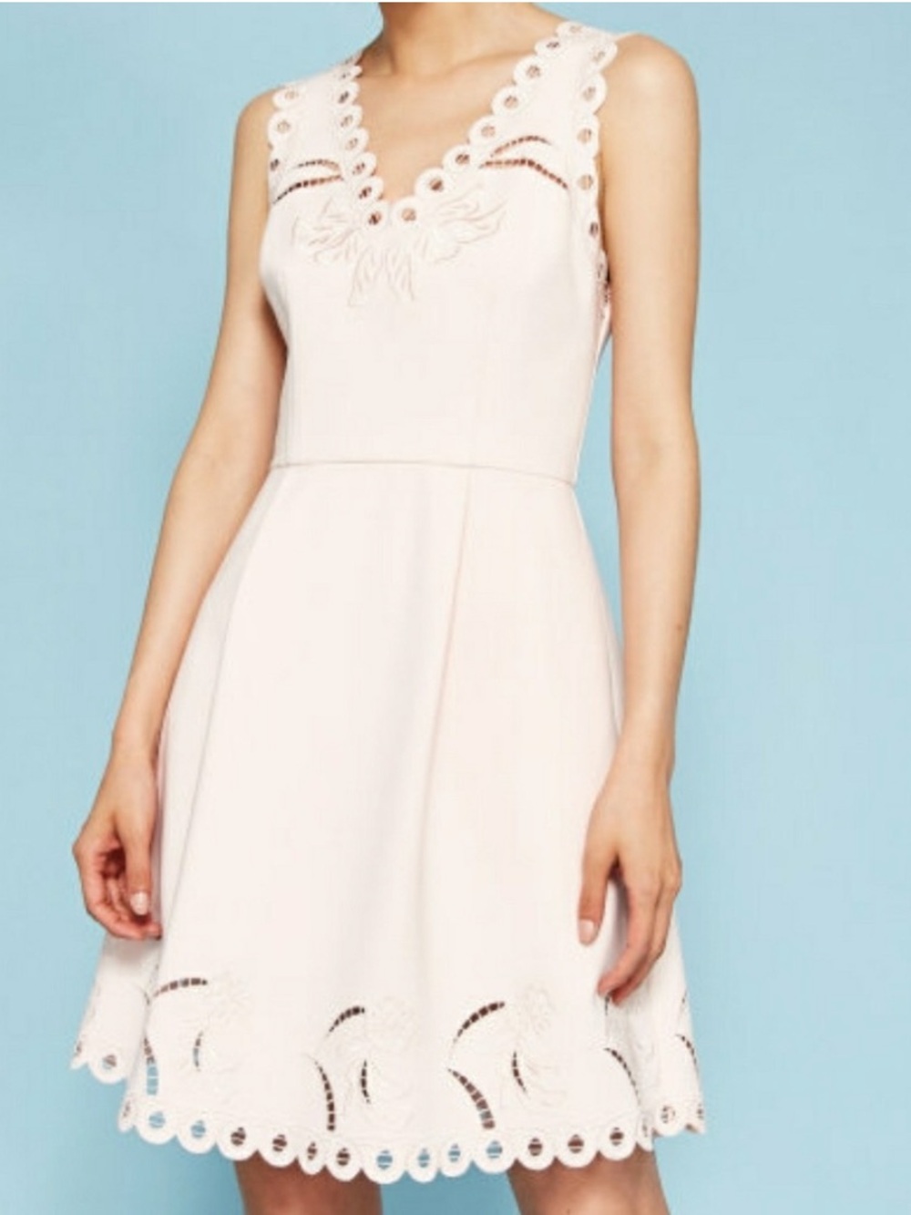 TED BAKER EMALISE Sleeveless Scallop-Trim Pale Pink Dress 💗💗